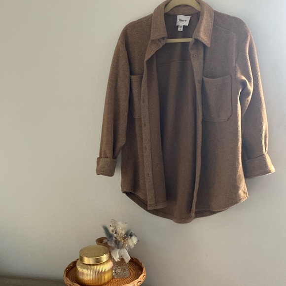 Brown Ribbed Shacket - Picture 1 of 6